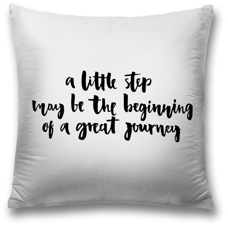 Наволочка декоративная на молнии, чехол на подушку JoyArty "Маленький шаг может быть началом большого путешествия" 45х45 см