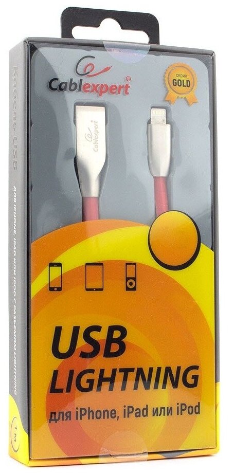 Кабель Gembird Cablexpert Gold Series USB AM/Lightning 3m Red CC-G-APUSB01R-3M - фото №3