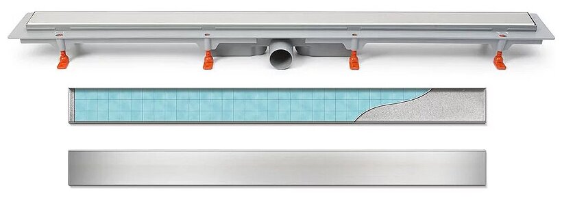 фото Душевой лоток Veconi Klasik 550 V550K с решеткой Хром глянцевый / под плитку