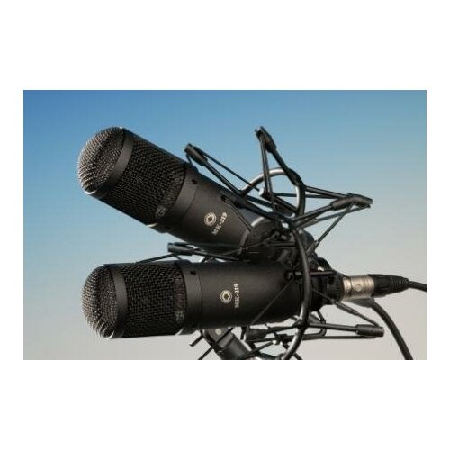 МК-319-Ч-С-ФДМ Конденсаторный микрофон, стереопара, черный, деревянный футляр, Октава