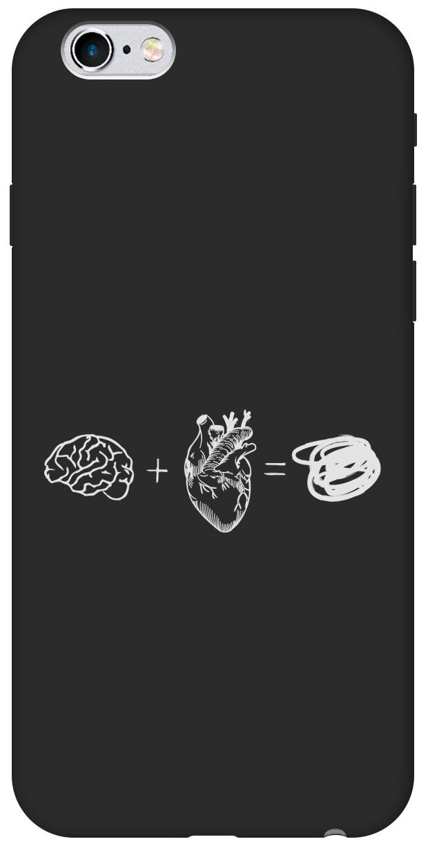 Силиконовый чехол на Apple iPhone 6s / 6 / Эпл Айфон 6 / 6с с рисунком "Brain Plus Heart W" Soft Touch черный
