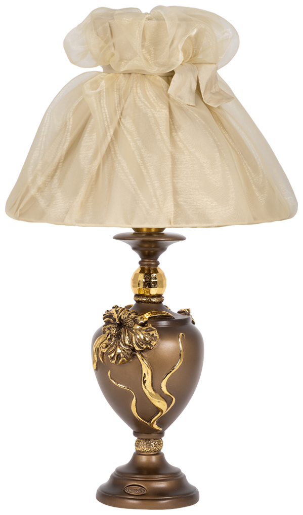 Настольная лампа Bogacho Флер Де Лис бронзовая с бежевым абажуром