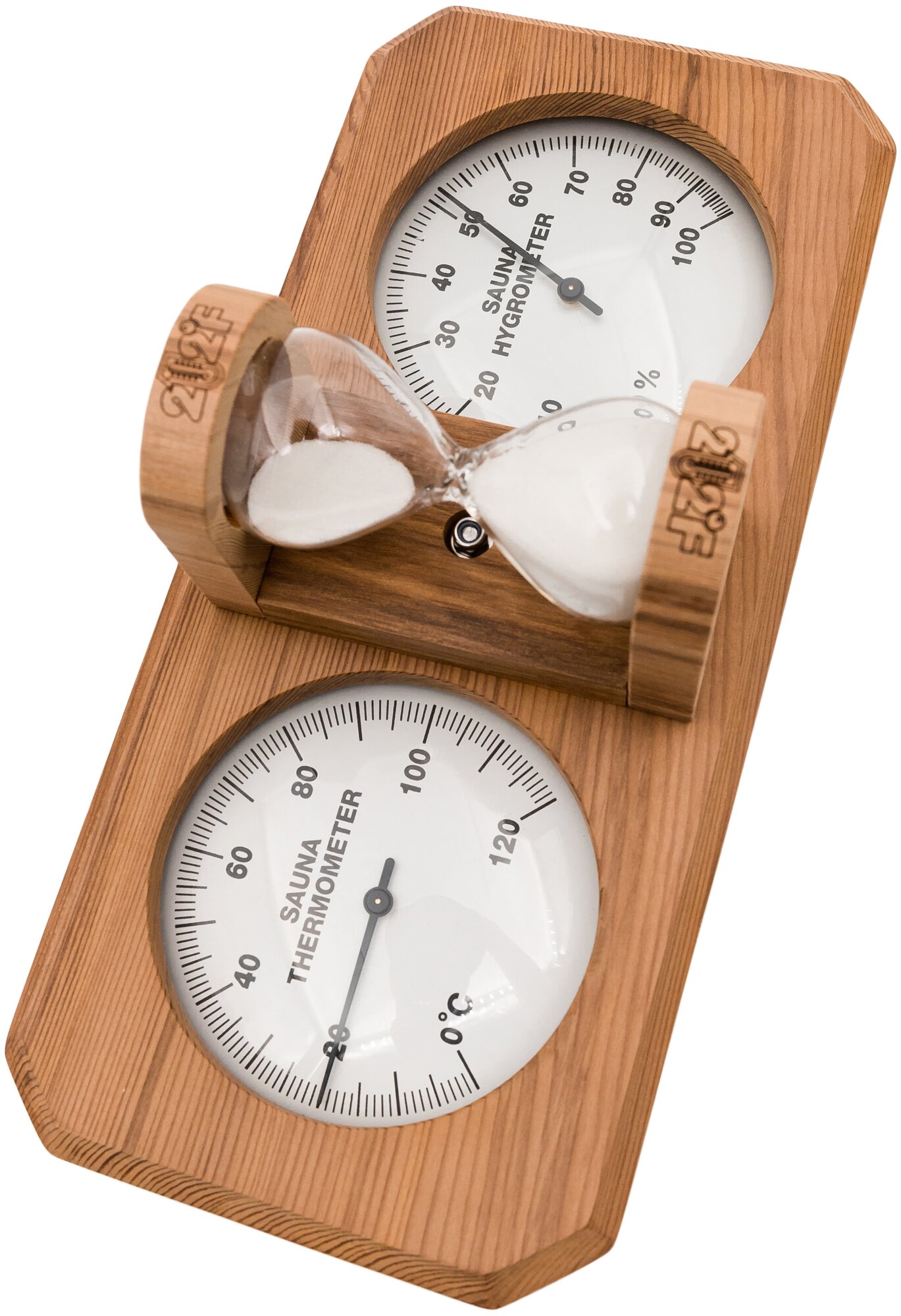212F Темогигрометр для бани и сауны с песочными часами (Серебро)