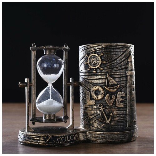 Песочные часы Море - любовь, сувенирные, с карандашницей, 16.5 х 8 х 13 см