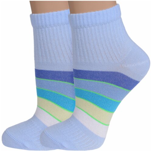 фото Комплект из 2 пар женских носков брестские (бчк) рис. 105, голубые, размер 23