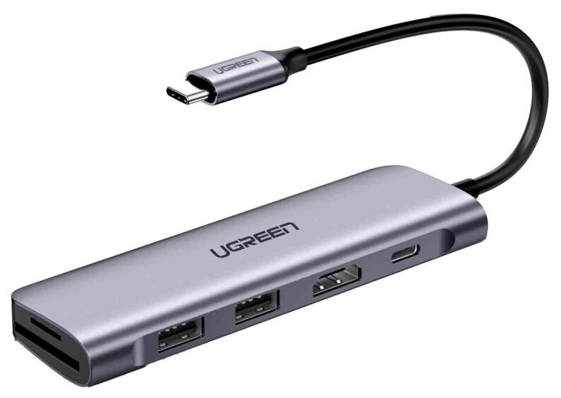 Хаб Ugreen 5в1 2xUSB 30 Sdtf PD 70411