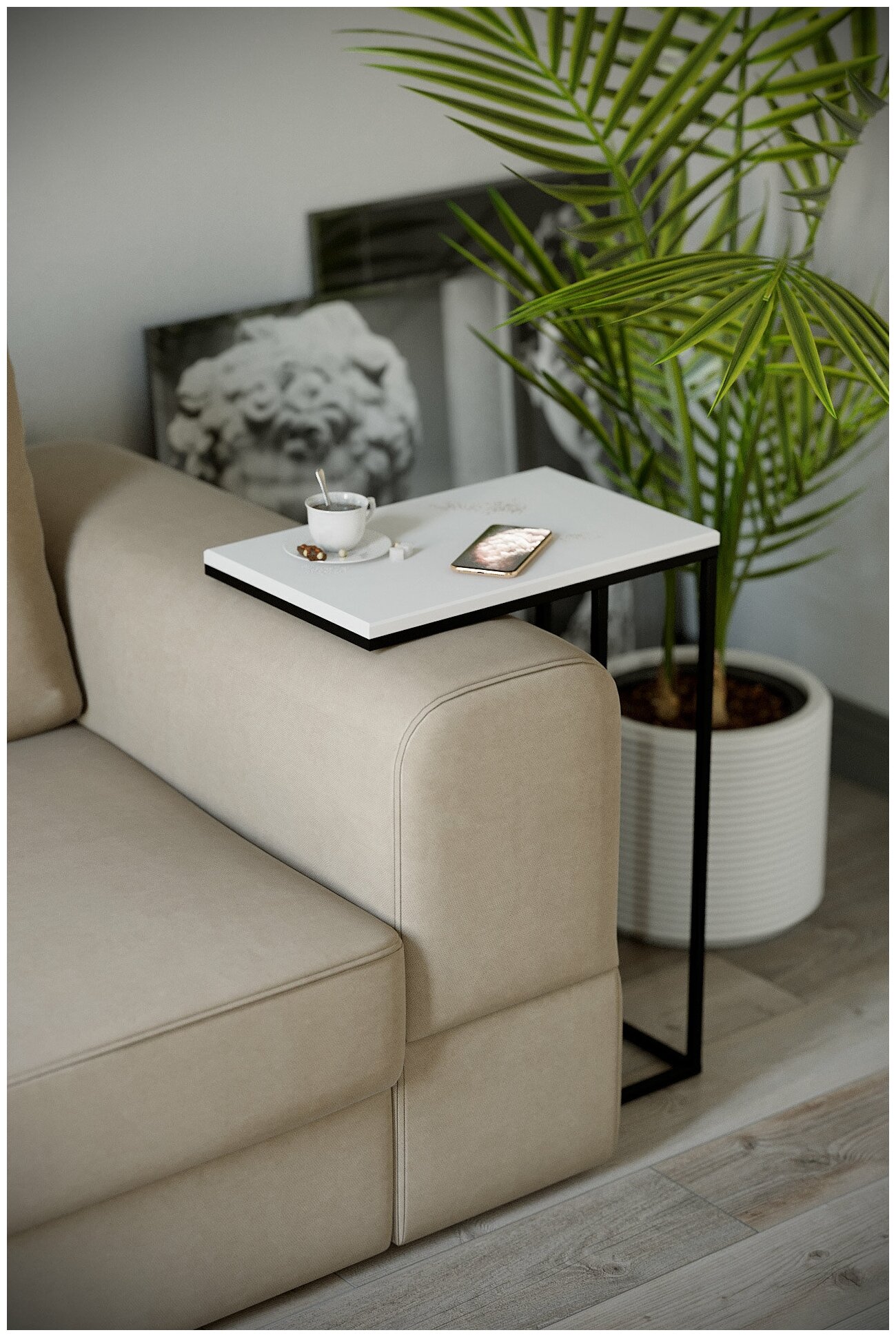 Стол придиванный - журнальный Мебелик в гостиную в стиле Лофт Агами цвет белый