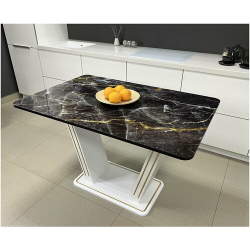 Стол обеденный Денвер раздвижной, 120 х 80 х 75, Галакси/золото белый