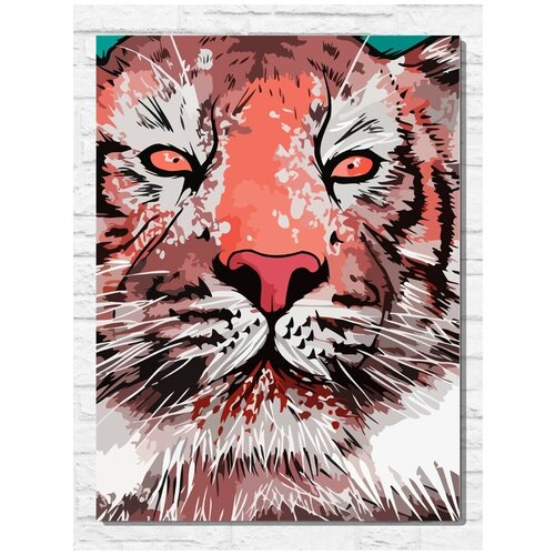 картина по номерам на холсте плавающий тигр животные большая кошка 9067 в 30x40 Картина по номерам на холсте Тигр (Тигрюня, азиатская эстетика, кошка) - 9220 В 30x40