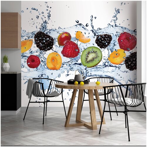 Фотообои флизелиновые Hit Wall Ягоды фрукты в воде для кухни 300х270 на стену 6650₽