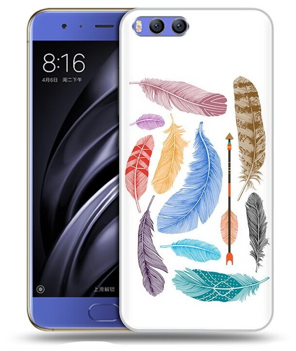 Чехол задняя-панель-накладка-бампер MyPads разноцветные перья для Xiaomi Mi6 противоударный