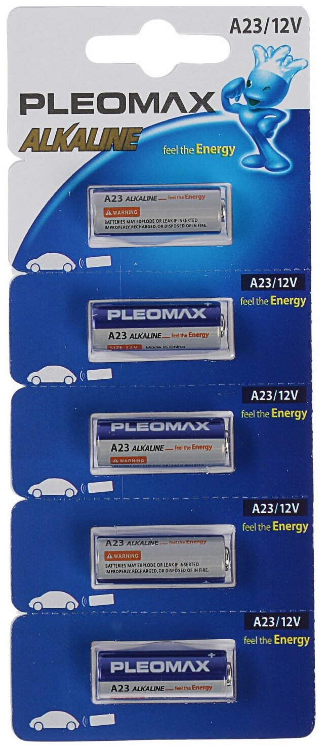 Батарейка алкалиновая Pleomax, A23 (MN21)-5BL, 12В, блистер, 5 шт. Pleomax 824035