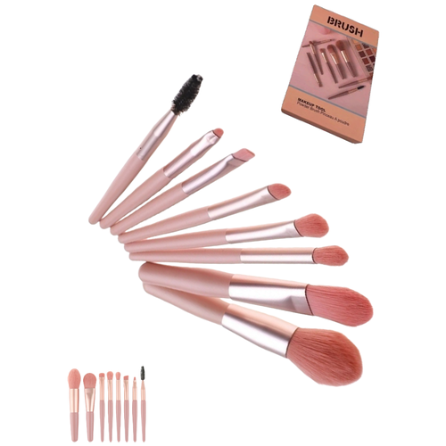 Набор кистей для макияжа Brush makeup tool powder pinceau a poudre 8 шт. розовый