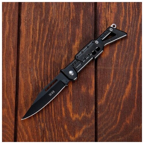 фото Нож складной теропром 2989519, чёрное лезвие 6,4 см, рукоять в виде автомата, пластик, 15 см товар без выбора конкретного цвета