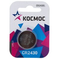 Элемент питания литиевый CR CR2430 1хBL (блист.1шт) Космос KOCR24301BL, 1упак. 1шт