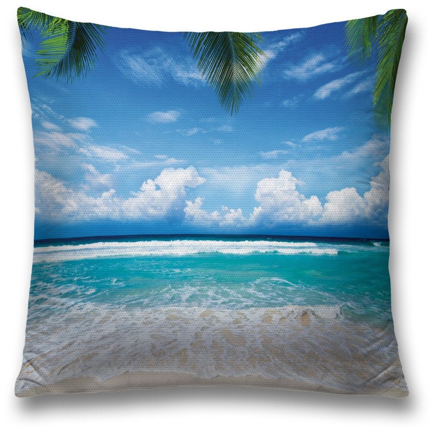 Наволочка декоративная на молнии, чехол на подушку JoyArty "Райский пляж" 45х45 см