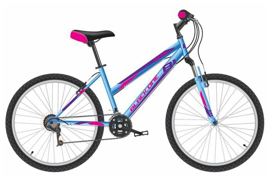Женский горный велосипед с колесами 26" Black One Alta 26 голубой/ розовый/ фиолетовый рама 16", 21 скорость