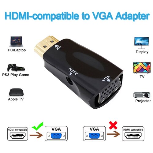 переходник hdmi g vga g конвертер белый Переходник HDMI - VGA(G) J3.5- J3.5 конвертер