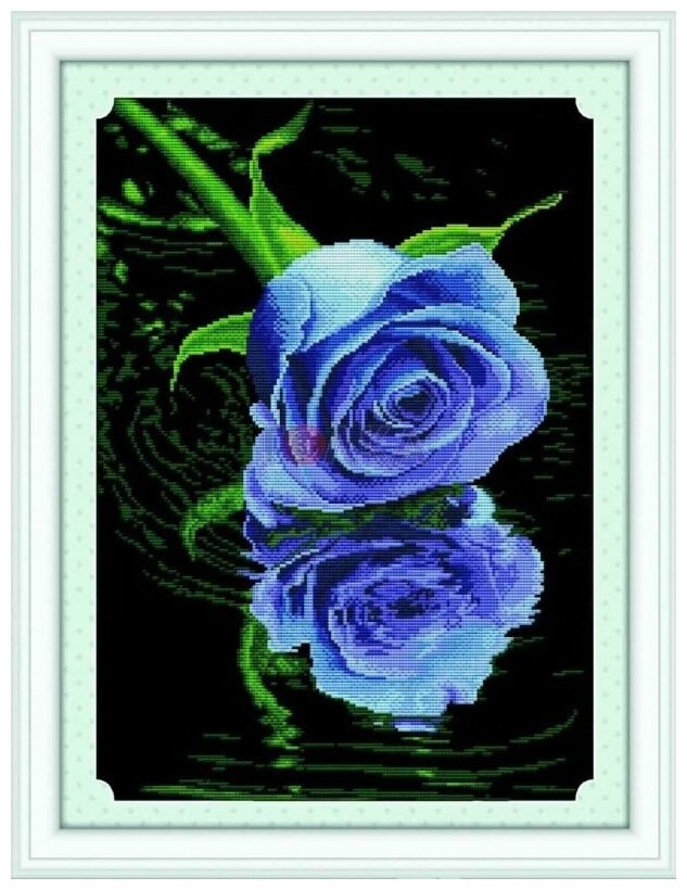 Роза в воде, цвет Синий HCM096