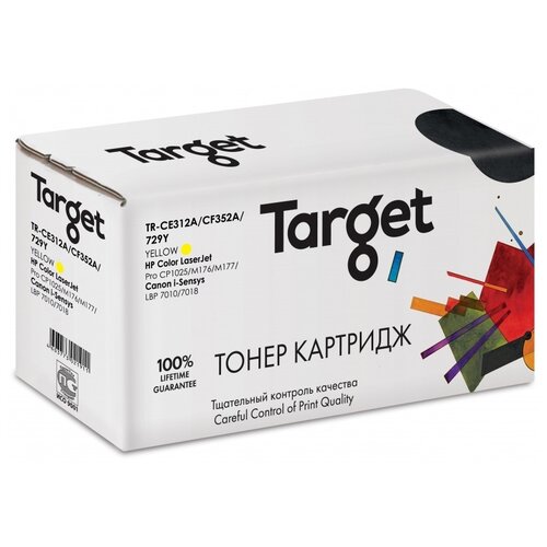 тонер картридж ce312a cf352a canon cartridge 729 желтый для hp lj pro cp1025 m176 m177 canon i sensys lbp 7010 7018 Картридж Target CE312A/CF352A/729Y, 1000 стр, желтый