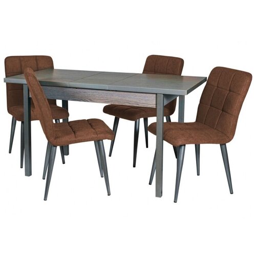 Обеденная группа (Стол Денвер и 4 стула Даллас), ткань Канди Мокко