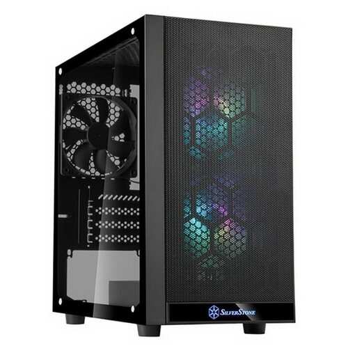 SST-PS15B-PRO Precision Mini Tower Micro ATX Computer Case, tempered glass, 2x 120mm ARGB, 1x ARGB Controller, black