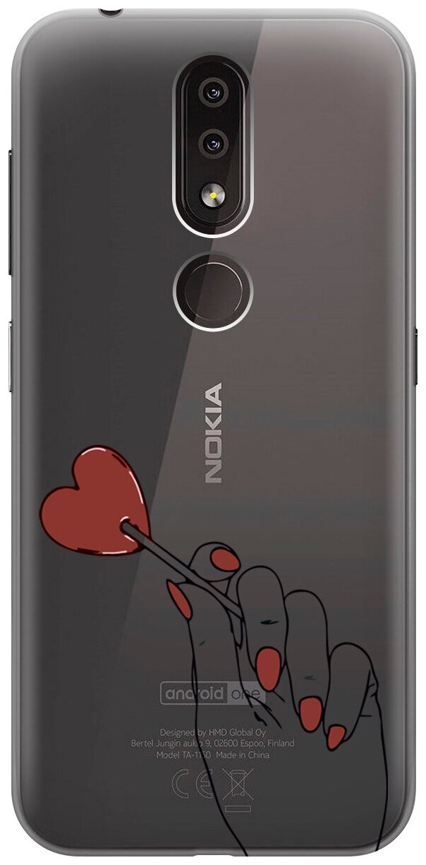 Силиконовый чехол на Nokia 4.2, Нокиа 4.2 с 3D принтом "Heartbreaker" прозрачный