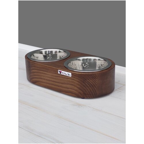 Миска для кошек и собак на подставке 2шт. по 370мл. Pepilota X26 высотой 7см. ц.Дарк