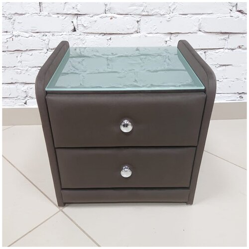 Тумба прикроватная мягкая trinitimebel Тринити-2, 2 ящ 46х43х45 см, коричневый