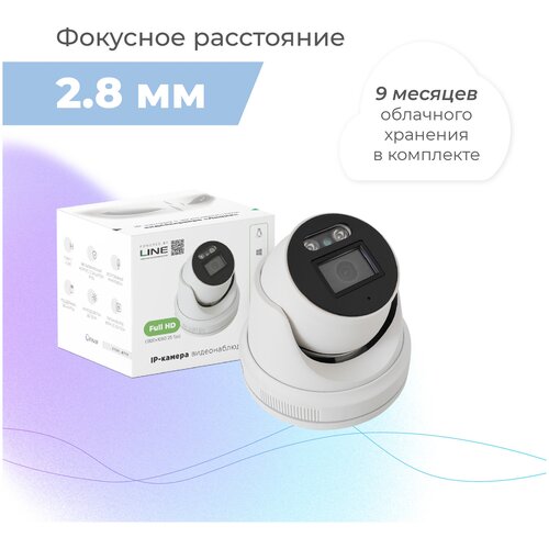 IP-камера Линия 2Mp Dome 2.8 / 9 месяцев записи в Облако в комплекте / 2 в 1 камера и сервер видеонаблюдения / На базе ПО Линия 8