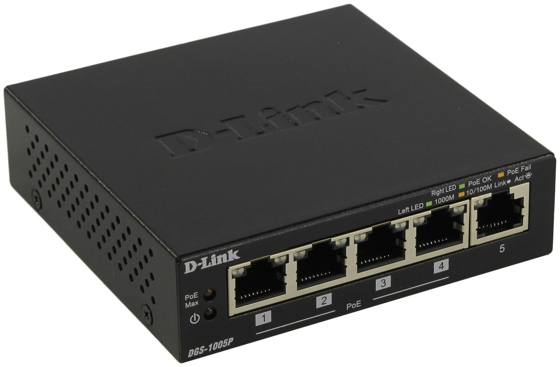 Коммутатор D-link DGS-1005P/A1A, Количество портов: 5x1 Гбит/с