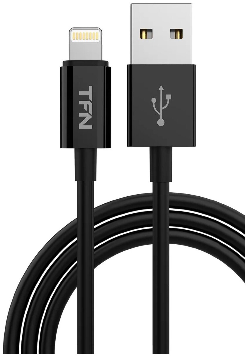 Кабель TFN USB - Lightning 2.4A 1m. Black (CLIGUSB1MTPBK)