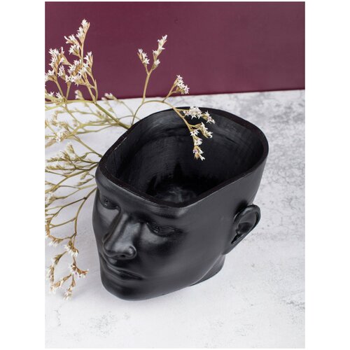 Кашпо Kubiki Голова чёрное