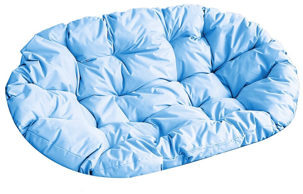 Диван M-Group мамасан ротанг коричневый, голубая подушка - фотография № 2
