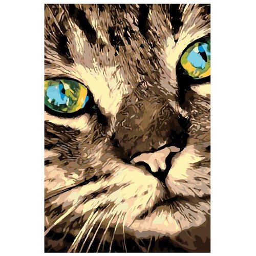 Картина по номерам, Живопись по номерам, 80 x 120, A414, животное, морда, кот, рыжий, глаза, нос, крупный план, рисунок картина по номерам живопись по номерам 80 x 120 a452 серый кот голубые глаза животные портрет крупный план