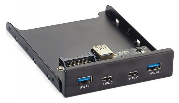 Планка USB на переднюю панель ExeGate U3H-619 3,5", 2*USB3.0+2*TypeC, черная, подсоед-е к мат. плат OEM {50} (110182)