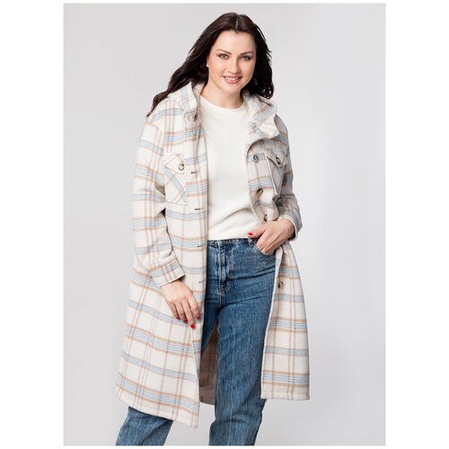 Пальто полушерстяное 69, каляев, размер 48, серый,бежевый