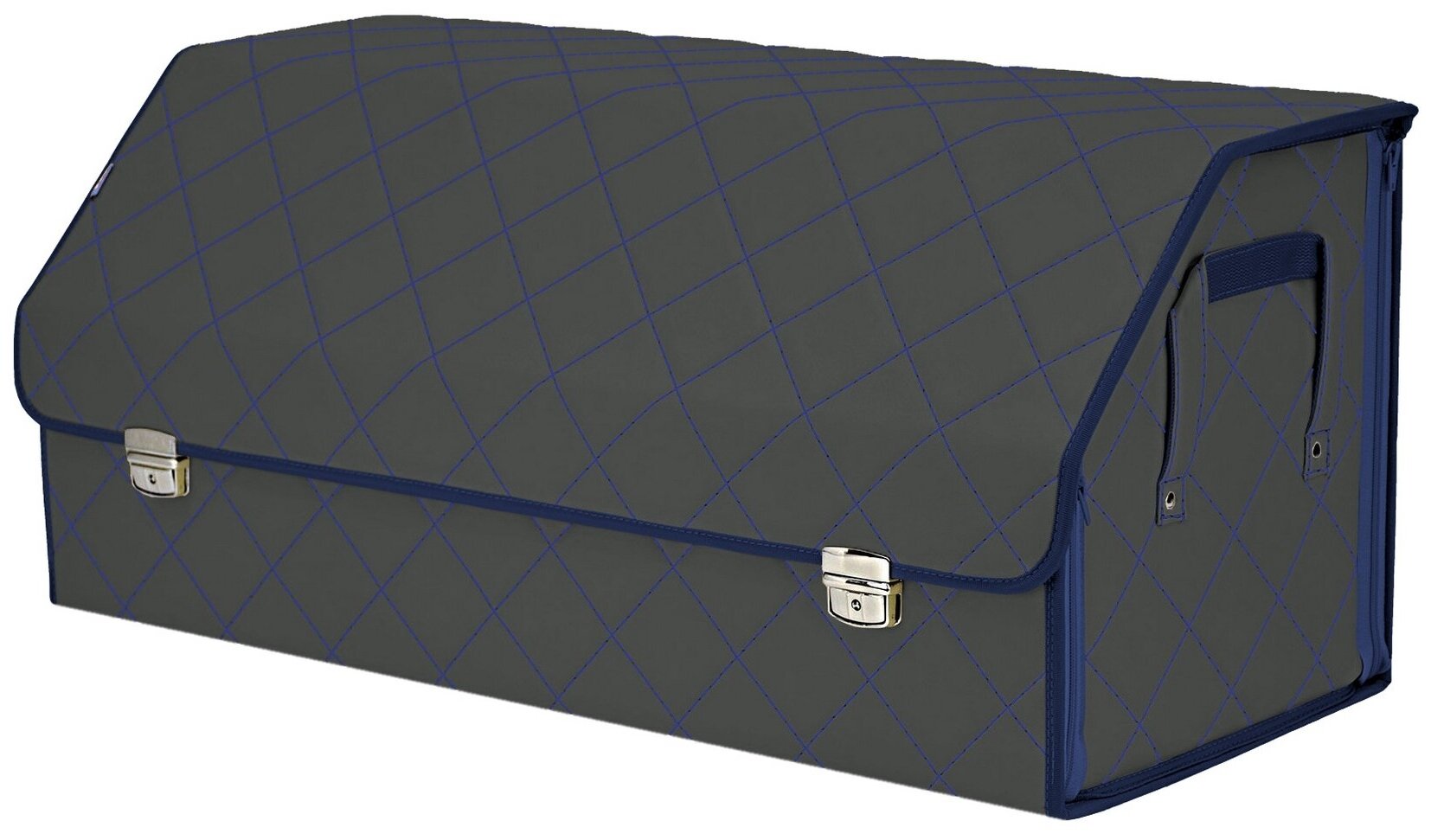 Органайзер-саквояж в багажник "Союз Премиум" (размер XXL). Цвет: серый с синей прострочкой Ромб.