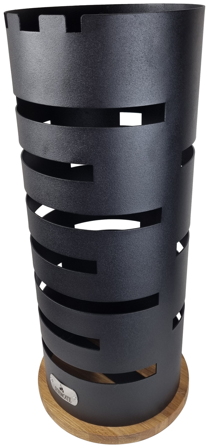 Круглая подставка для зонтов, напольная, стальная, с подставкой из натурального дуба "UMBRELLA-ring", в стиле LOFT. 24х24х56см. - фотография № 4