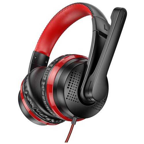 Наушники Hoco W103 игровые полноразмерные микрофон 35 мм 12 м черно-красные 106100₽