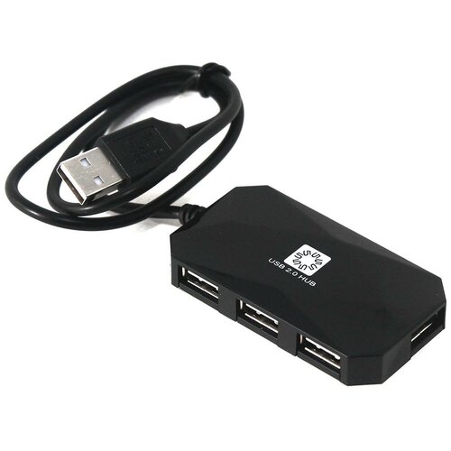 Разветвитель USB 5Bites HB24-207BK хаб - концентратор 4 порта USB2.0 кабель 0.6м чёрный