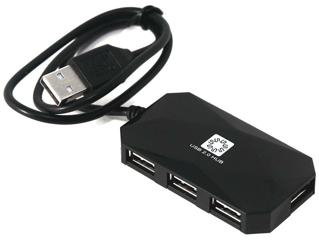 Разветвитель USB 2.0 5BITES HB24-207BK 4*USB2.0 / USB 60CM / BLACK