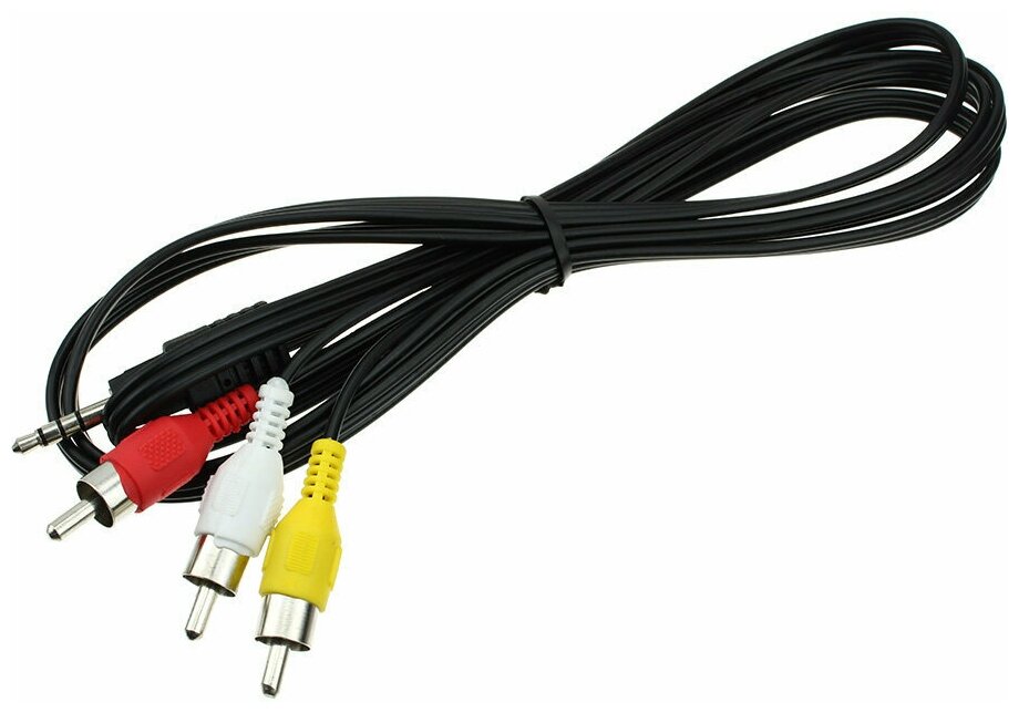 Шнур mini-jack 3.5 мм 4 pin TRRS - 3RCA 1.5м для Триколор ТВ (кабель джек - колокольчики)