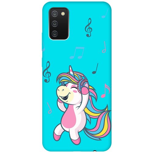 матовый чехол musical unicorn для samsung galaxy a02s самсунг а02с с 3d эффектом розовый Матовый чехол Musical Unicorn для Samsung Galaxy A02s / Самсунг А02с с 3D эффектом бирюзовый