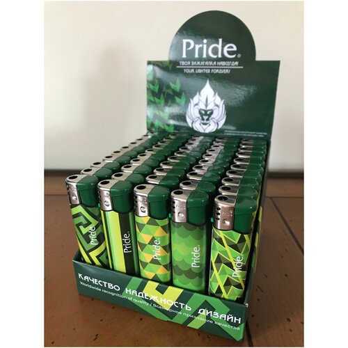 Зажигалка пьезо Pride E-050 Green Mosaik High Standard Quality 50шт зажигалки пьезо pride transparent 50шт