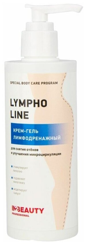 IN2BEAUTY Professional/ Крем для тела увлажняющий LYMPHO LINE для снятия отёков, для микроциркуляции, укрепление сосудов, 250мл с дозатором