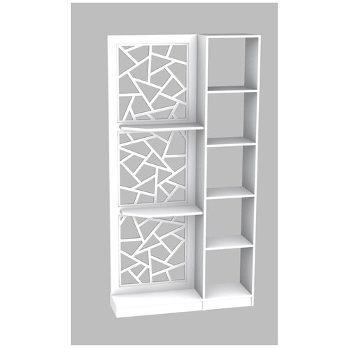 Стеллаж перегородка декоративный дизайнерский Графика, белый, 105 х 28 х 202 см