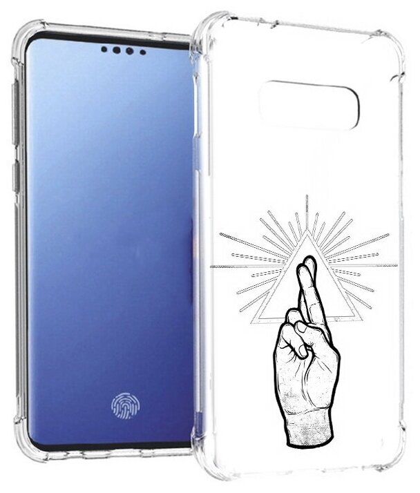 Чехол задняя-панель-накладка-бампер MyPads черно белая рука для Samsung Galaxy S10e SM-G970 противоударный