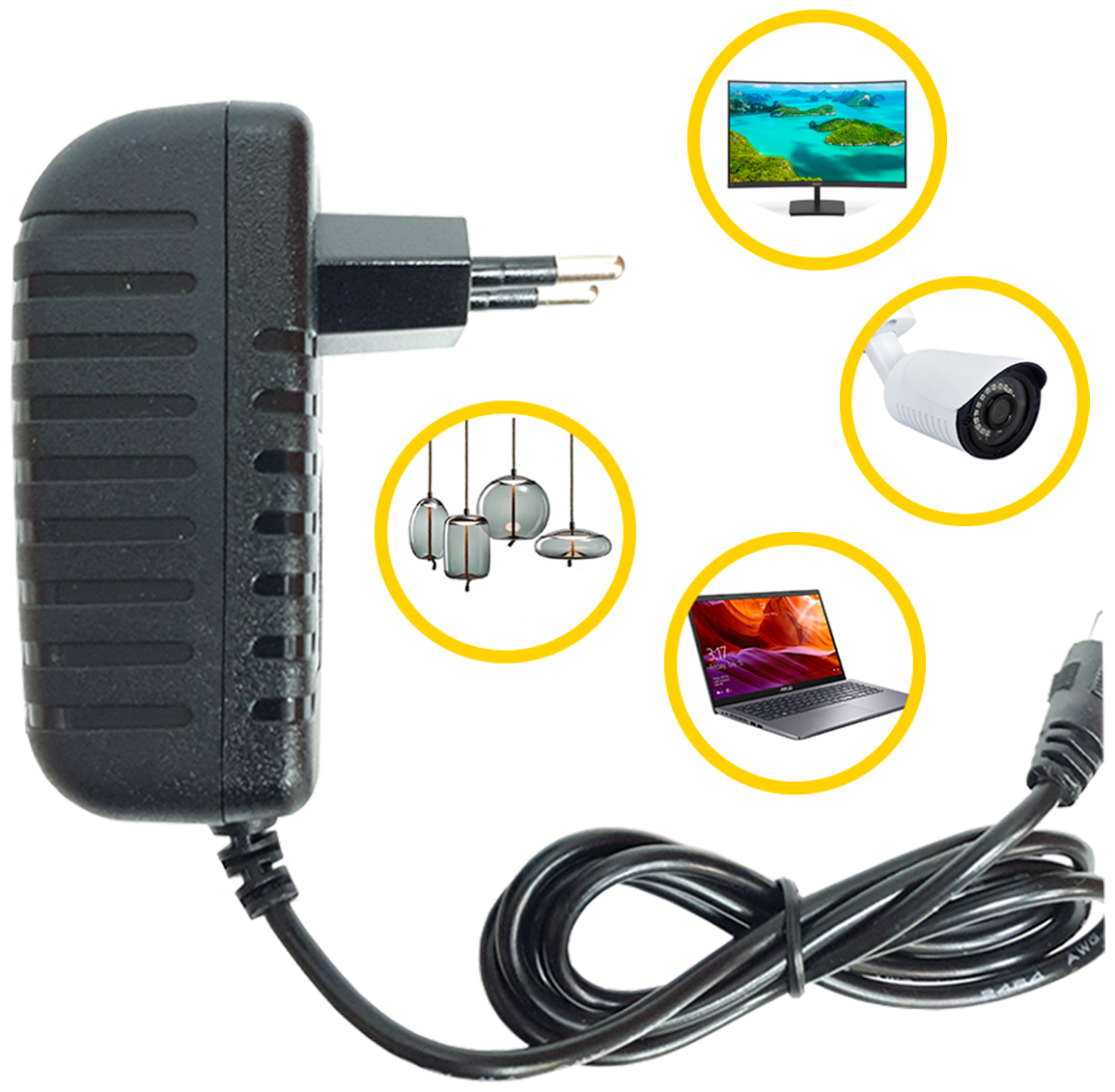 Блок питания (зарядное устройство) универсальный 9V 3A (5,5х2,5мм) ноутбук / монитор / светильник / адаптер питания