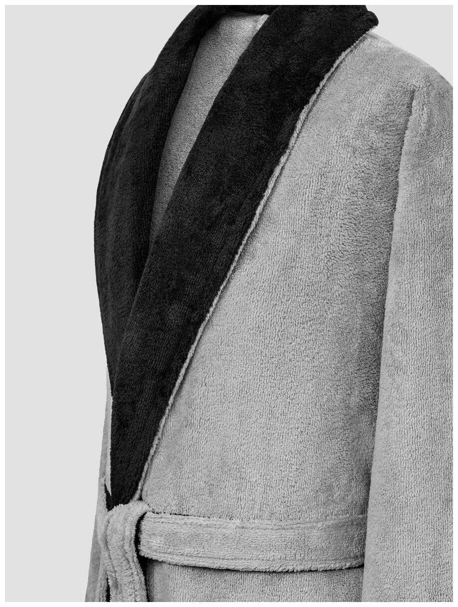 Халат Togas, длинный рукав, карманы, размер XS, серый, черный - фотография № 4